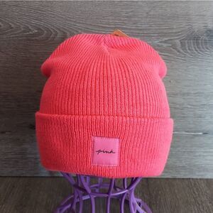 PINK Victoria's Secret Pink Ribbed Knit Beanie Hat